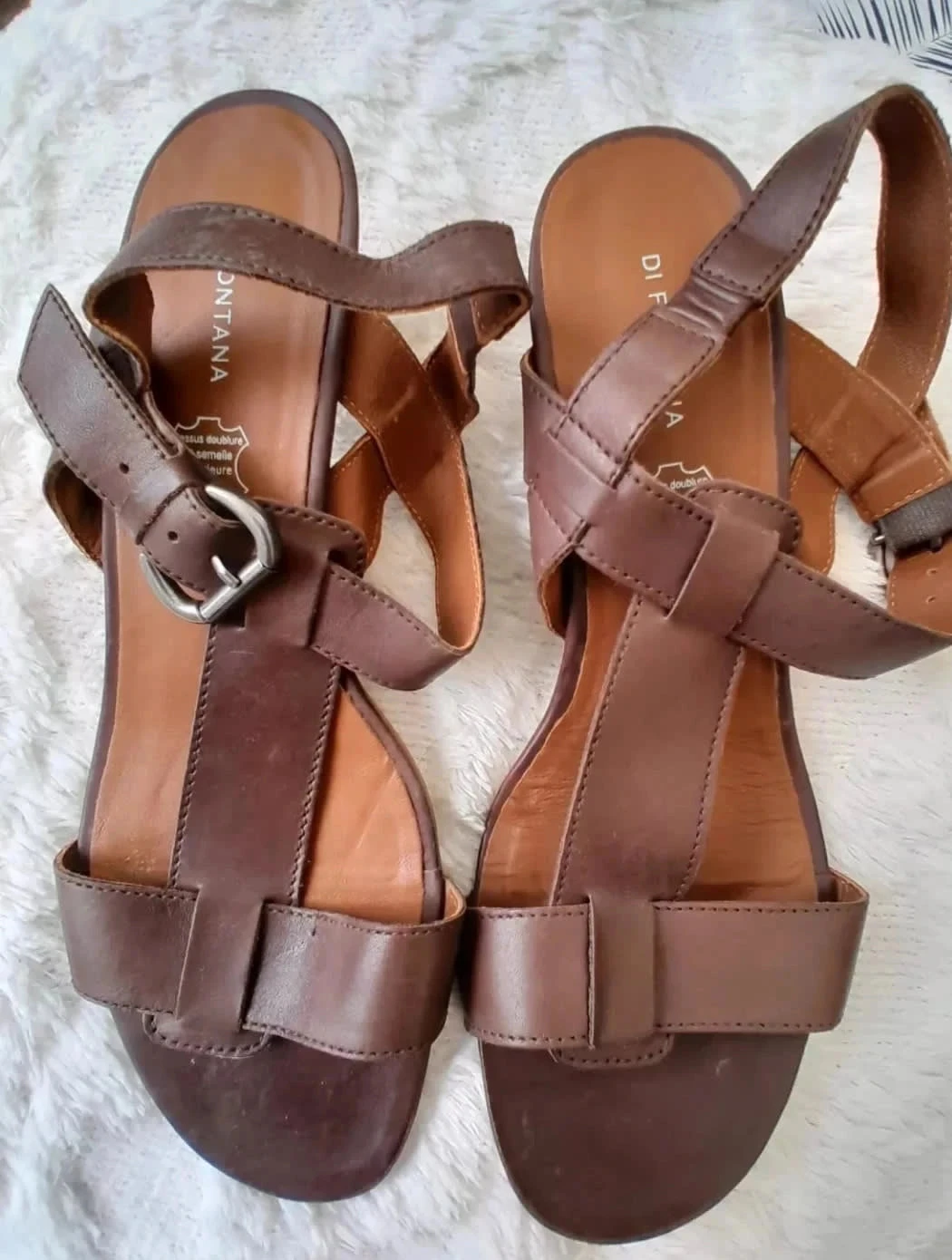 Sandales marron avec talons, taille 40, Marque Di Fontana